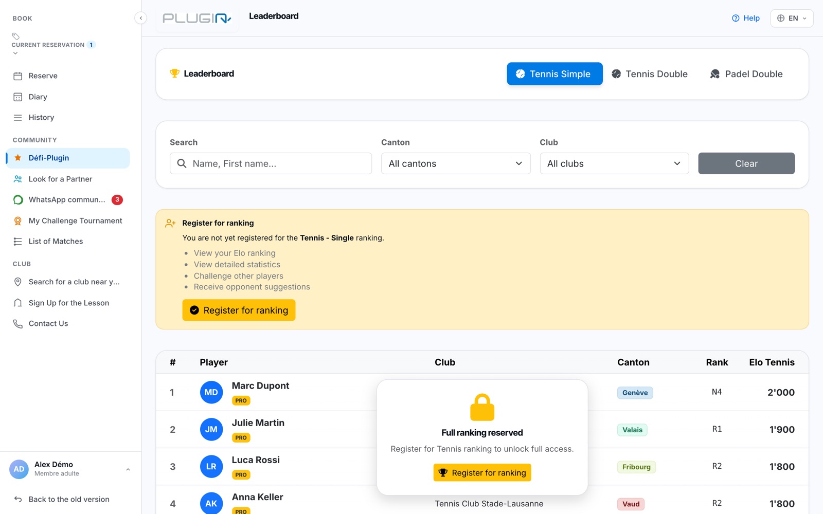 The Défi-Plugin leaderboard